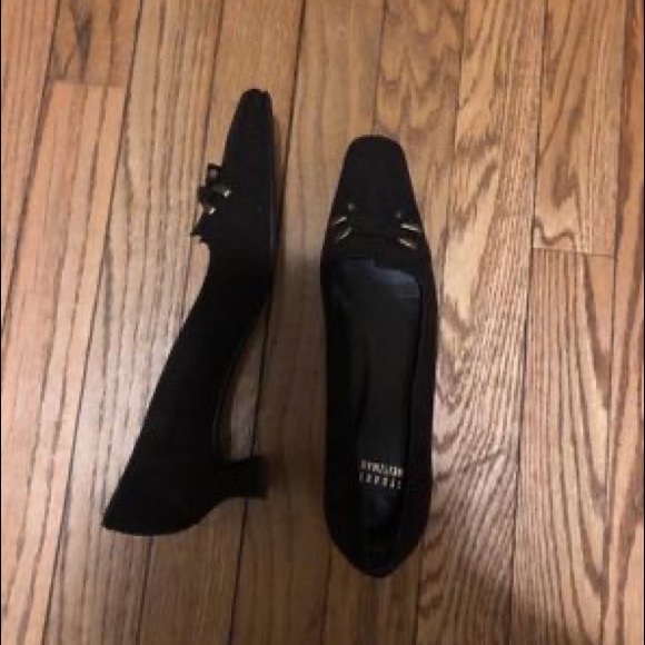 Stuart Weinstein Brown Suede Block Heels with Gold Details - Picture 2 of 7